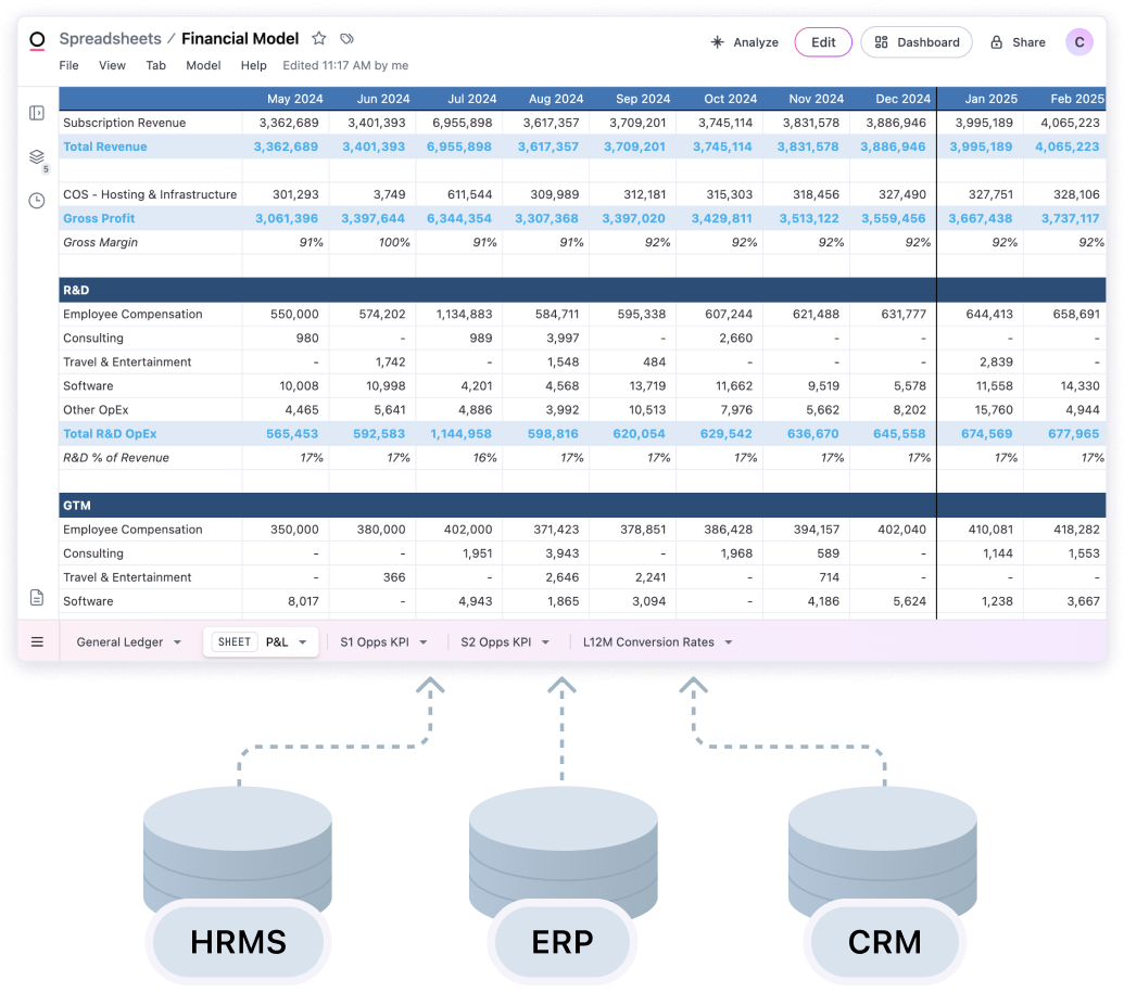 A product shot of Omni showing a workbook