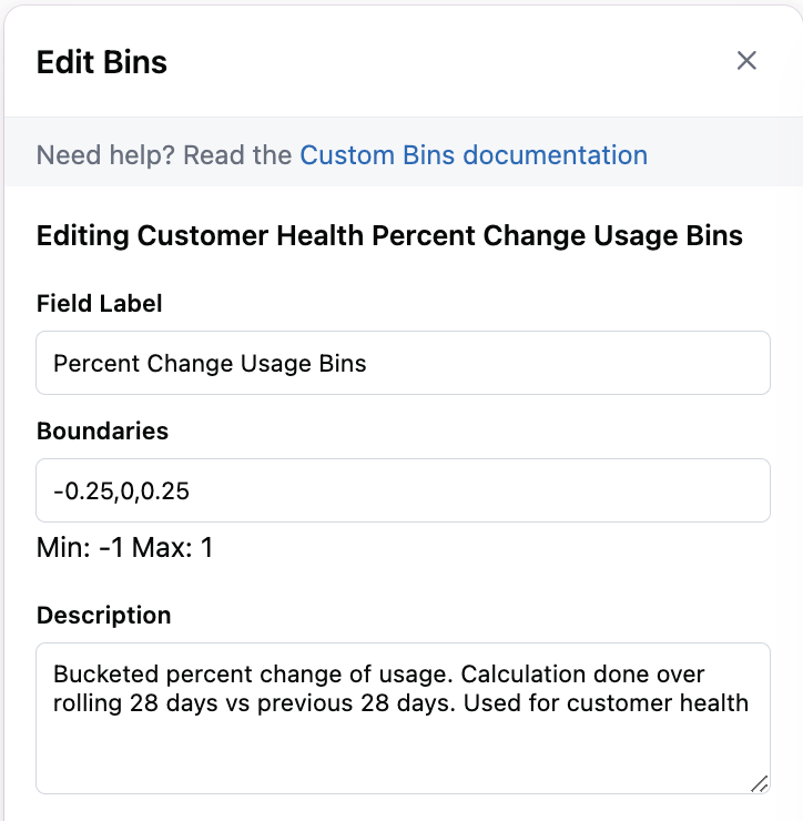 Edit bins UI